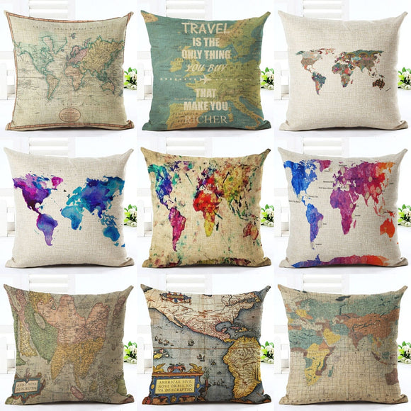 World Map Cushion Cover