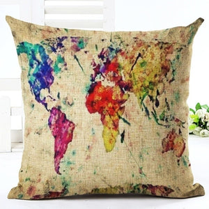 World Map Cushion Cover